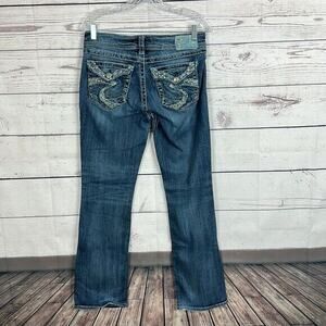 Silver Jeans Womens 29 Blue Bootcut Embellished Cowgirl Western Rhinestone Rodeo